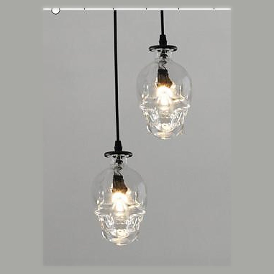 Clear Glass & Black Iron Pendant