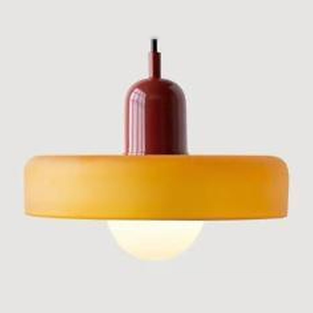 Orange Glass & Red Iron Pendant